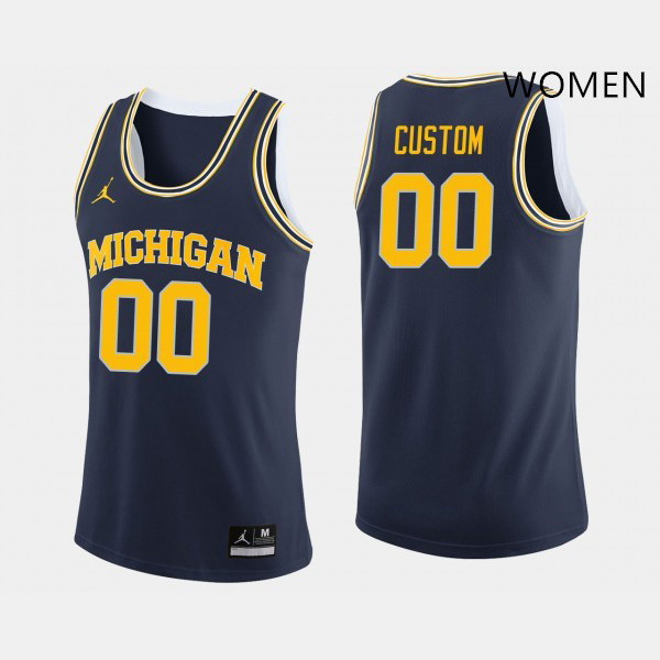 Womens Michigan Wolverines #00 Custom Navy Jordan Brand Alumni Jersey